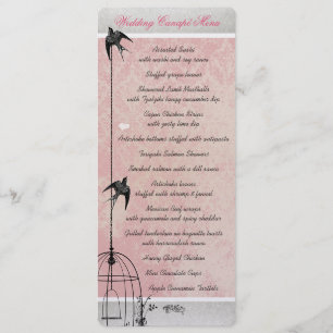 Vintage Pink Damask Bird Cage Save the Date Menu