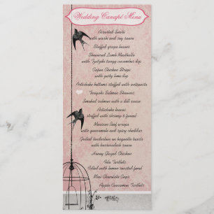 Vintage Pink Damask Bird Cage Save the Date Menu