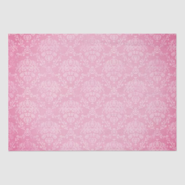 Vintage Pink Damask Christmas  Tissue Paper (Front)