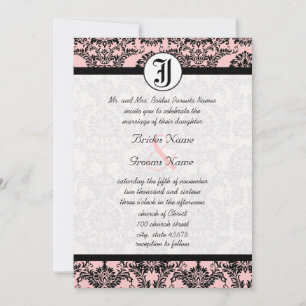 Vintage Pink Damask Your Photo Wedding Invitations