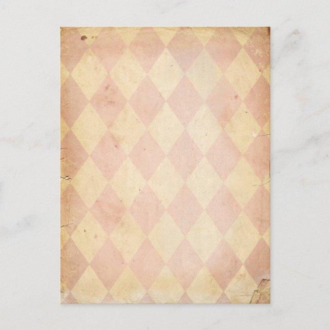 Vintage Pink Diamond Print Postcard (Front)