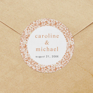Vintage Pink Ditzy Floral Wedding Classic Round Sticker