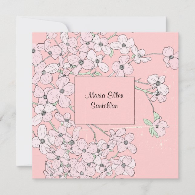Vintage Pink Dogwood Baby Shower Invitation (Front)