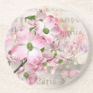 Vintage Pink Dogwood Blossoms Stone Coaster