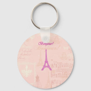 Vintage Pink Eiffel Tower Key Ring