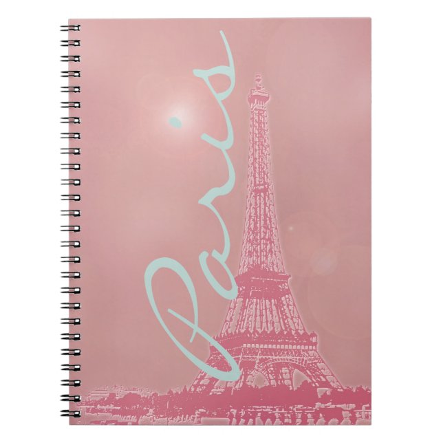 Vintage Pink Eiffel Tower Notebook (Front)