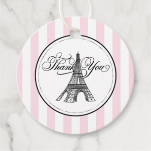 Vintage Pink Eiffel Tower Paris Bridal Shower Favour Tags