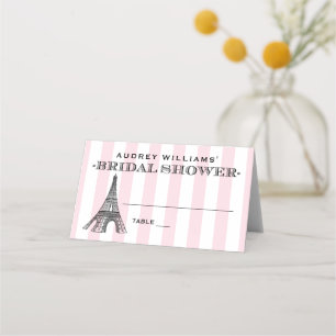Vintage Pink Eiffel Tower Paris Bridal Shower Place Card
