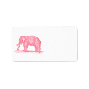 Vintage Pink Elephant 1800s Elephants Illustration Label