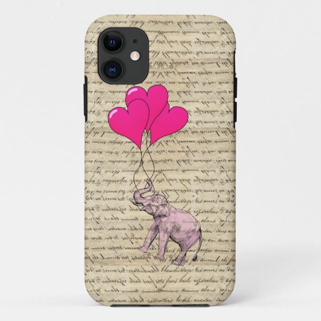 Vintage pink elephant & balloons Case-Mate iPhone case (Back)