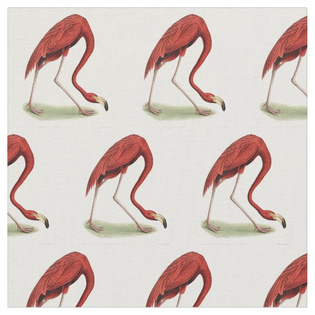 Vintage Pink Flamingo #1 Fabric (Close Up)