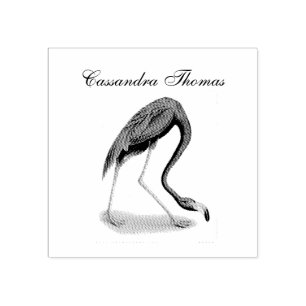 Vintage Pink Flamingo #1 Name Rubber Stamp