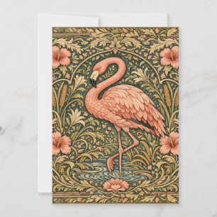 Vintage Pink Flamingo art nouveau design Invitation