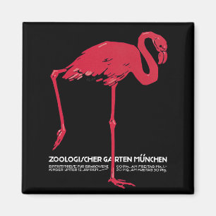 Vintage Pink Flamingo Bird at Germany Munich Zoo Magnet