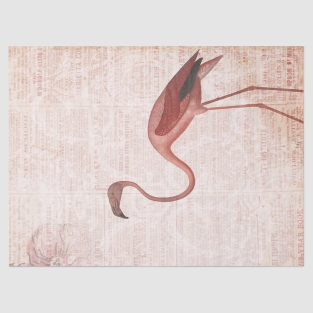 Vintage Pink Flamingo Decoupage Tissue Paper (Front)