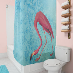 Vintage Pink Flamingo Shower Curtain