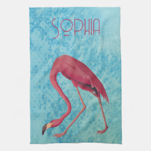 Vintage Pink Flamingo Tea Towel