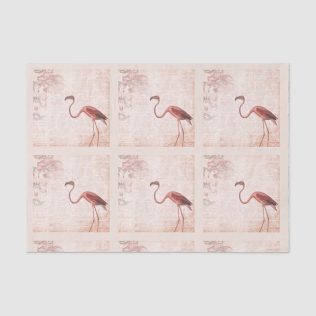 Vintage Pink Flamingo Tissue Paper (Front)