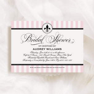 Vintage Pink Fleur de Lis French Bridal Shower Invitation