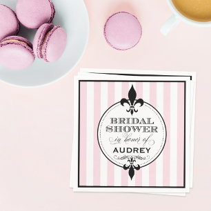 Vintage Pink Fleur de Lis French Bridal Shower Napkin