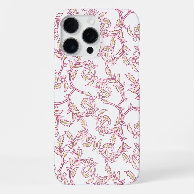 "Vintage Pink Floral" Aesthetic Pattern Phone Case (Back)