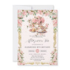 Vintage Pink Floral Afternoon Tea Party Birthday