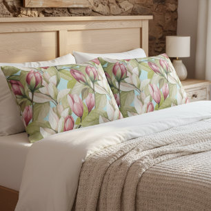 Vintage Pink Floral And Leaf Pattern  Pillowcase