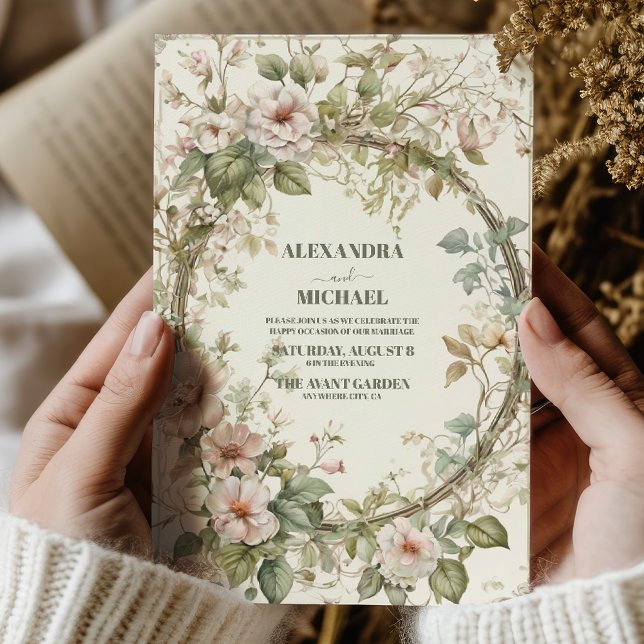 Vintage Pink Floral Art Nouveau  Wedding  Invitation (Creator Uploaded)