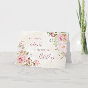 Vintage Pink Floral Aunt Birthday Card
