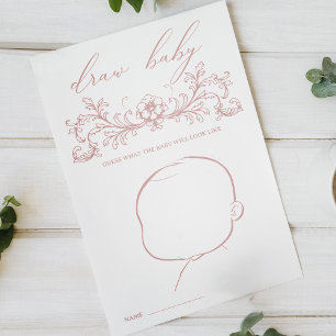 Vintage Pink Floral Baby Shower Draw Baby Game Flyer