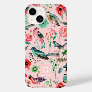 Vintage Pink Floral Birds Botanical Pattern Case-Mate iPhone 14 Case