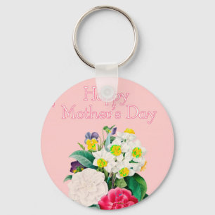 Vintage Pink Floral Bouquest Happy Mother's Day Key Ring
