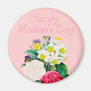 Vintage Pink Floral Bouquest Happy Mother's Day Magnet