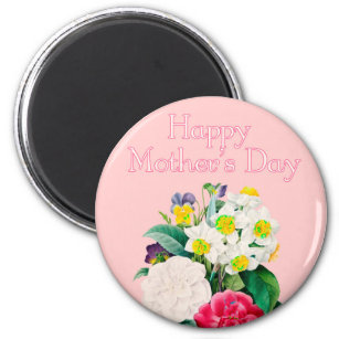 Vintage Pink Floral Bouquest Happy Mother's Day Magnet