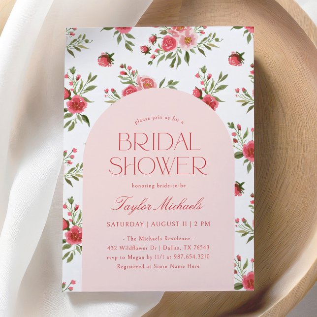 Vintage Pink Floral Bridal Shower Invitation (Creator Uploaded)