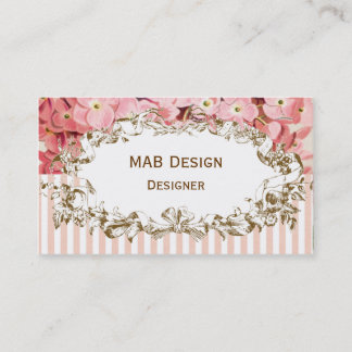 Vintage pink floral business card