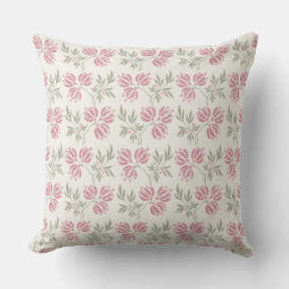 Vintage Pink Floral Cushion Botanical Throw Pillow