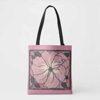 vintage pink floral design, pretty tote bag