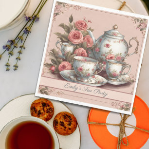 Vintage Pink Floral Garden Birthday Tea Party  Napkin