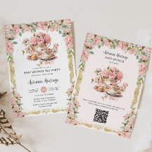 Vintage Pink Floral High Tea Party Baby Shower 