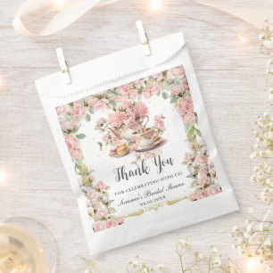 Vintage Pink Floral High Tea Party Bridal Shower Favour Bags