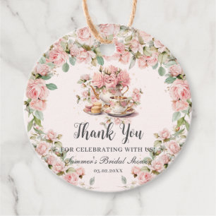 Vintage Pink Floral High Tea Party Bridal Shower  Favour Tags