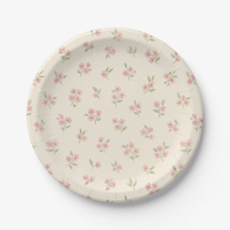 Vintage Pink Floral Paper Plates