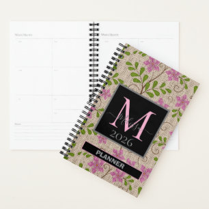 Vintage Pink Floral Pattern Customisable Name Planner