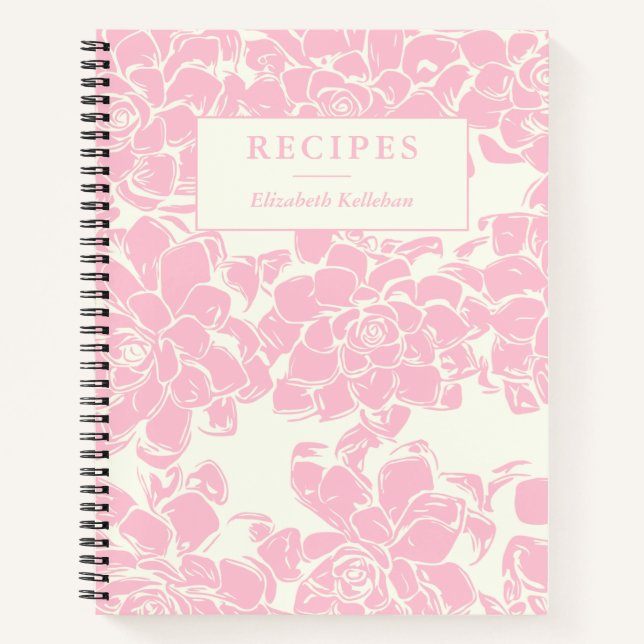 Vintage Pink Floral Pattern Personalised Recipe Notebook (Front)