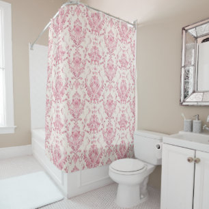  Vintage Pink Floral Pattern Shower Curtain