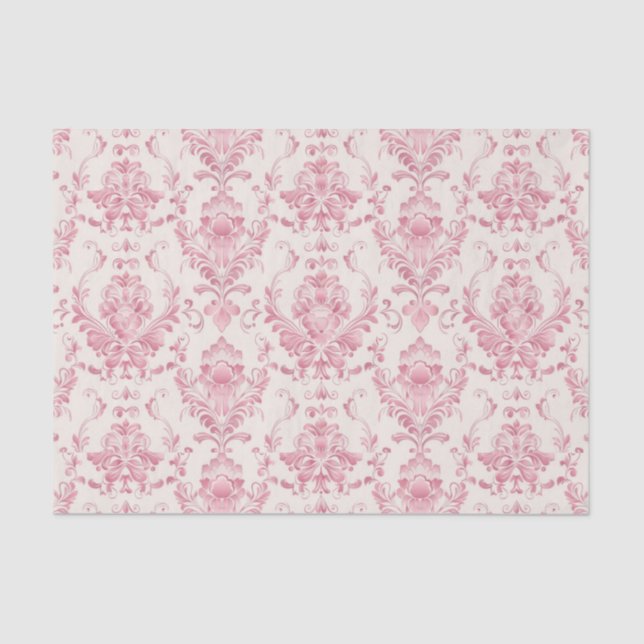  Vintage Pink Floral Pattern Tissue Paper (Front)