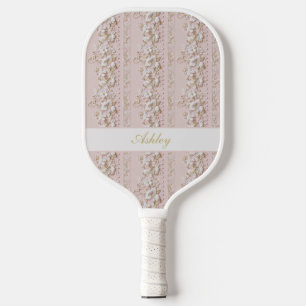 Vintage Pink Floral Pickleball Paddle