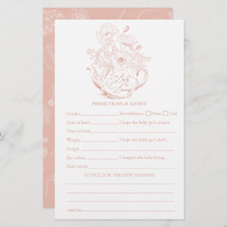 Vintage Pink Floral Predictions Baby Shower Game