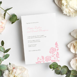 Vintage Pink Floral Rose Lace Pattern Wedding Invitation